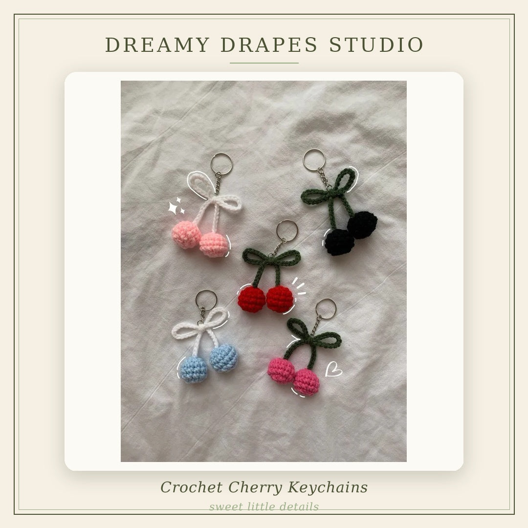 Crochet cherry keychain