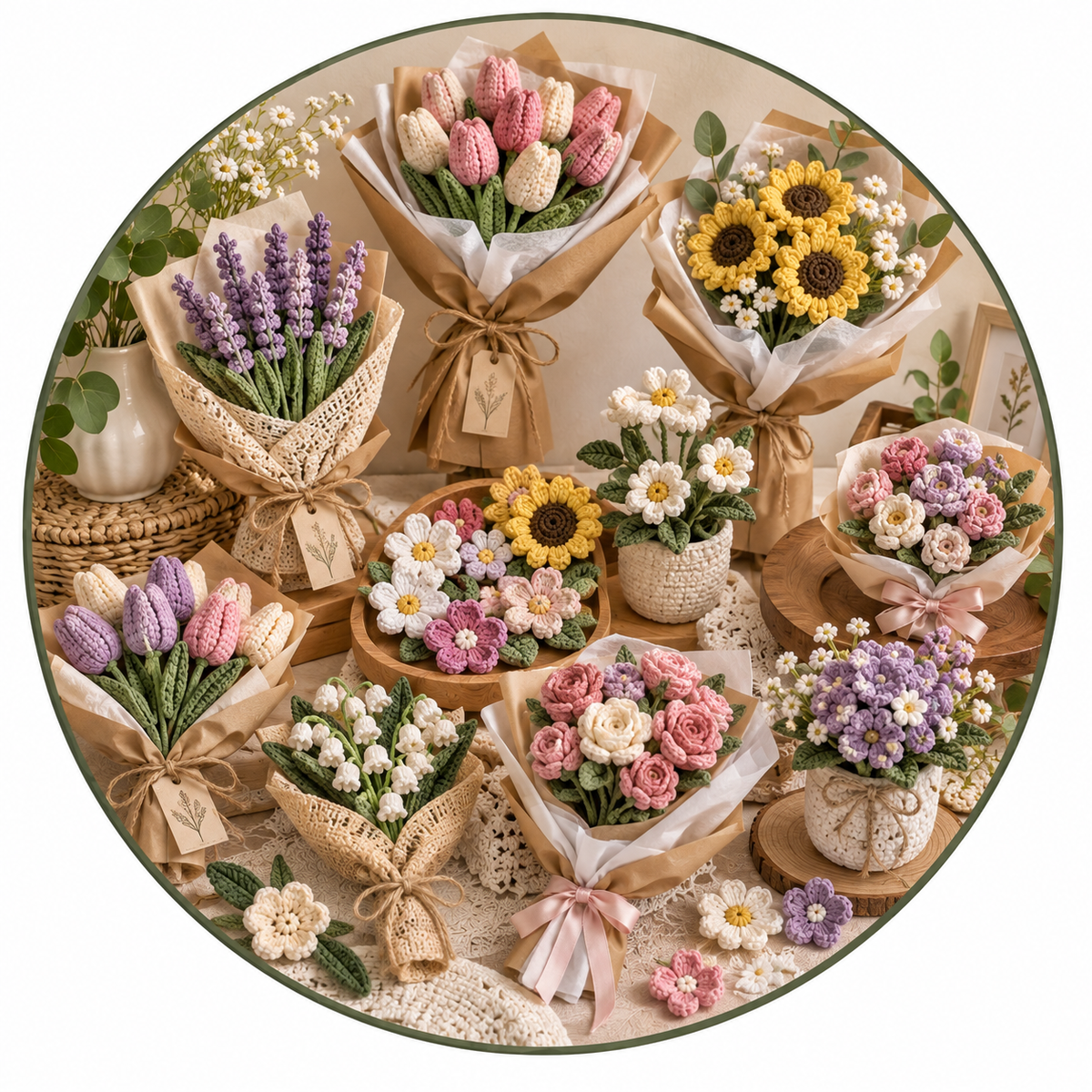 Crochet Flowers & Bouquet