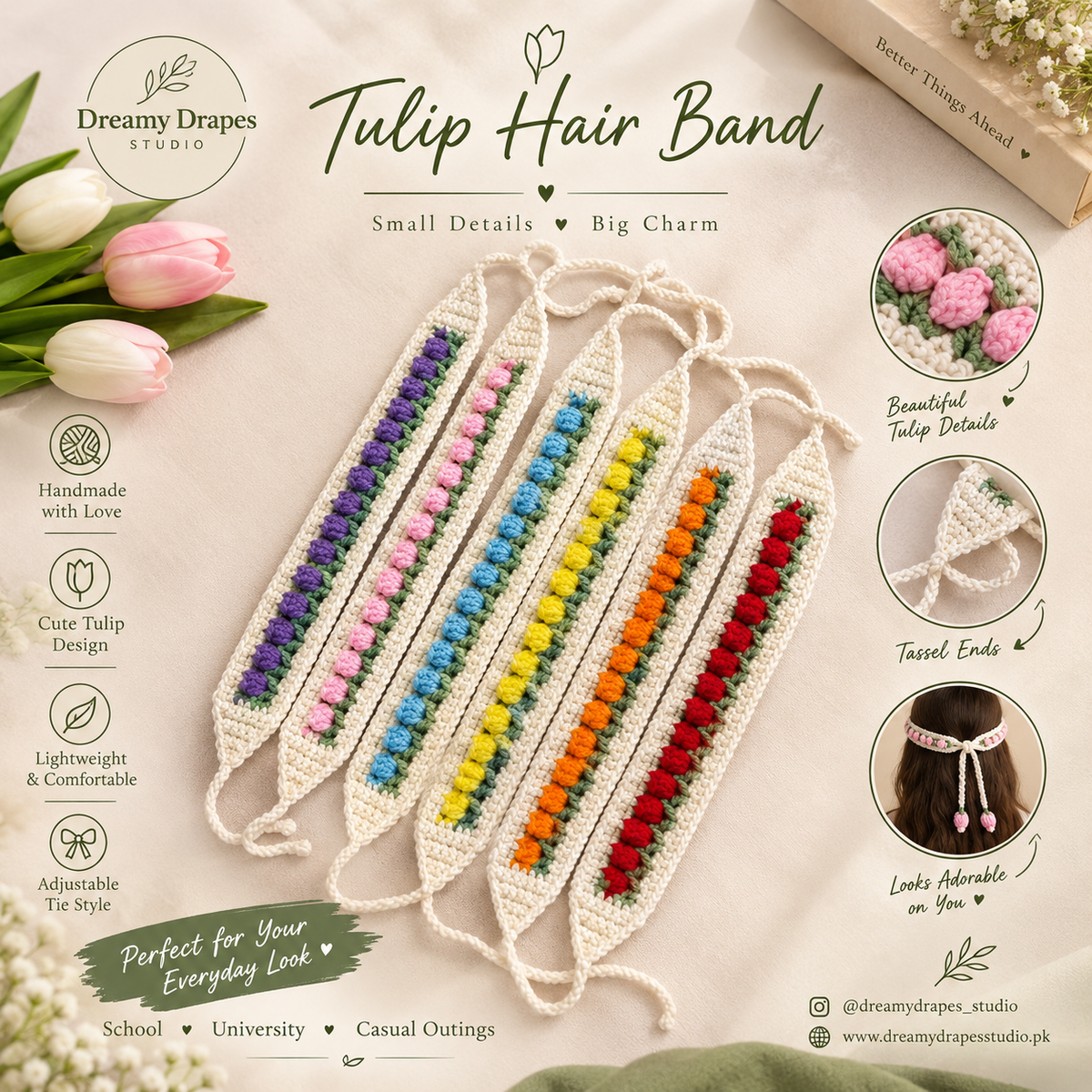 Tulip Crochet Hair Band