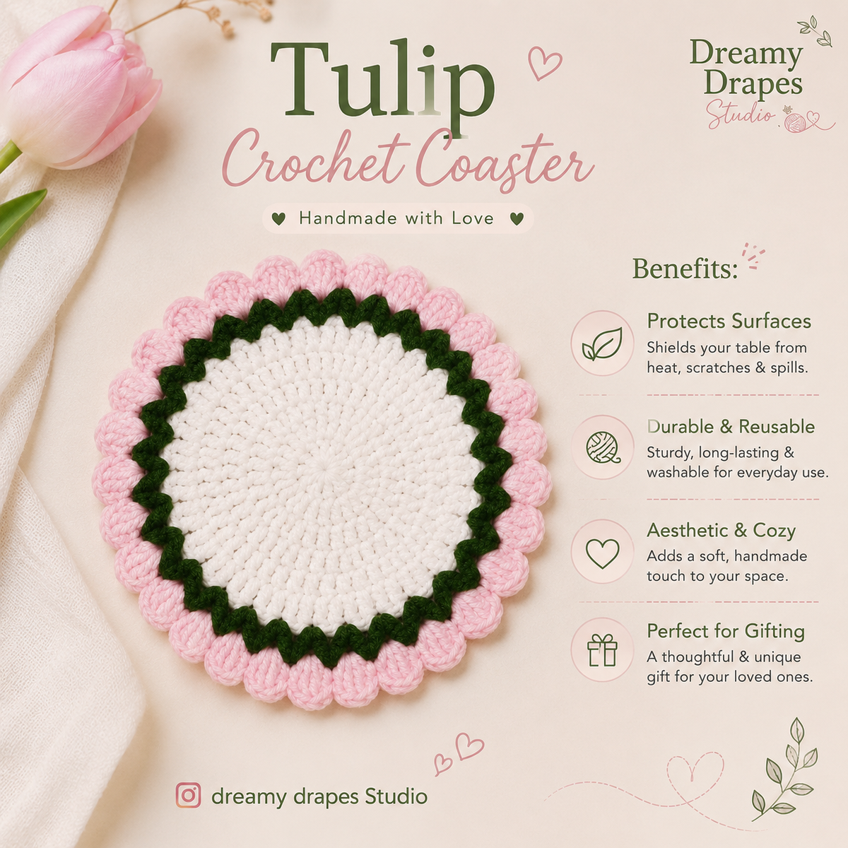 Crochet Tulip Coaster