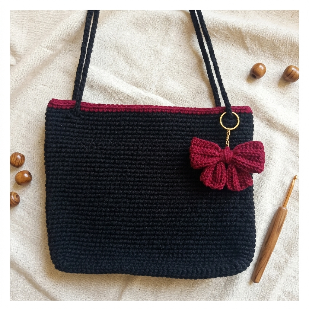 Midnight bloom Crochet Bag