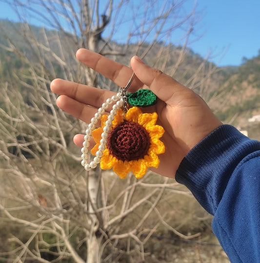 Sunflower pearl Keychain