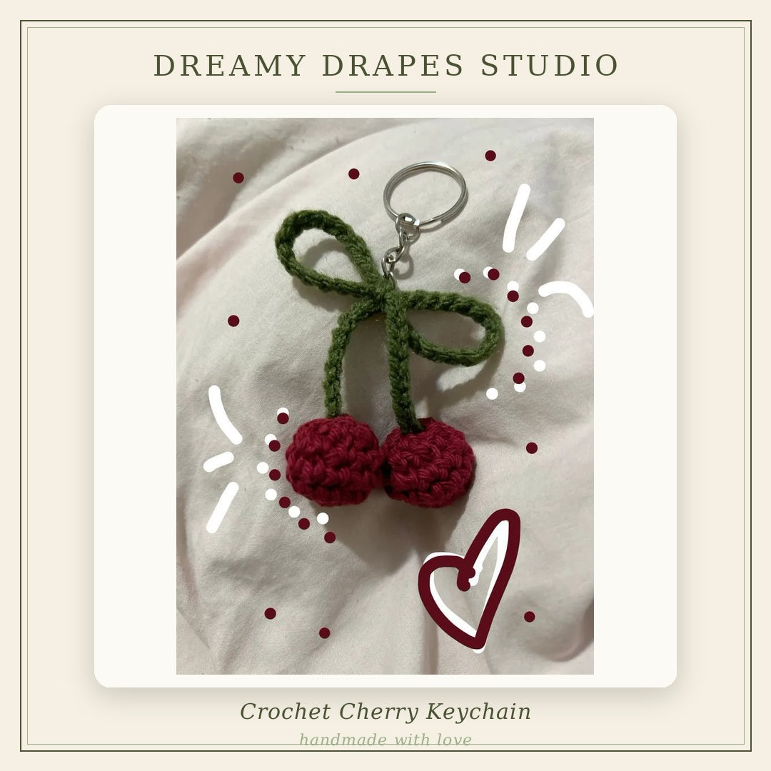 Crochet cherry keychain