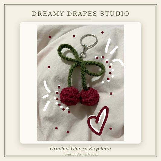 Crochet cherry keychain