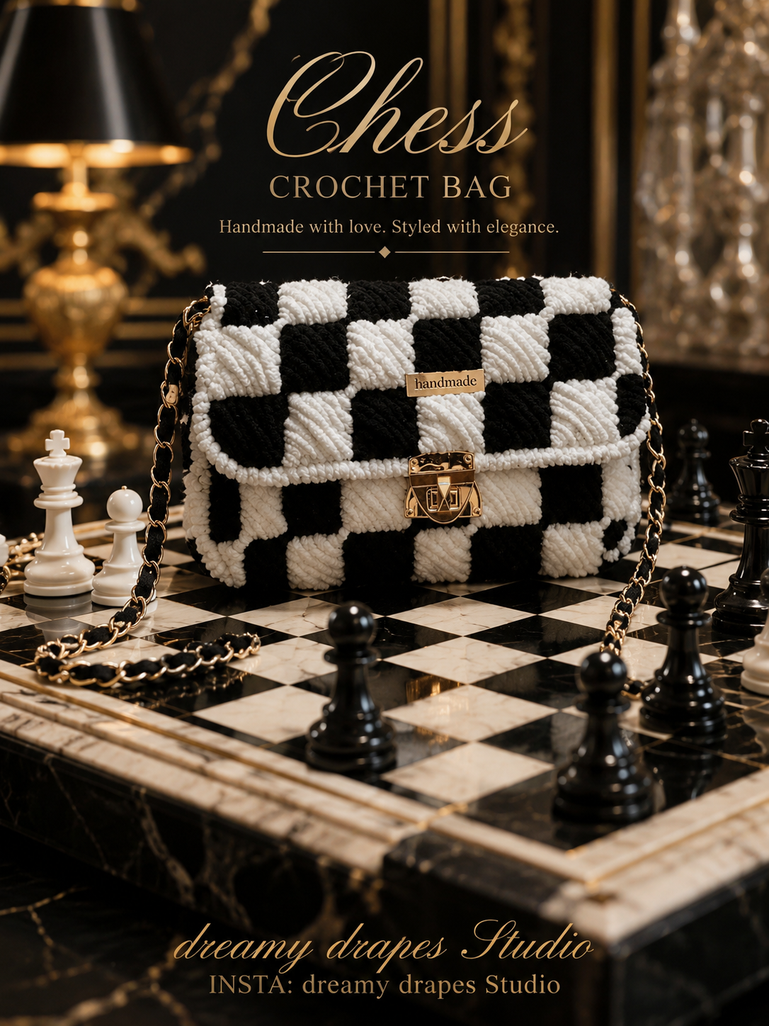 Chess Crochet bag