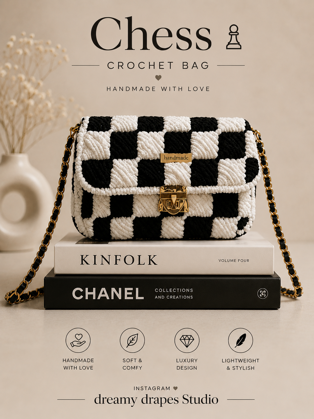 Chess Crochet bag