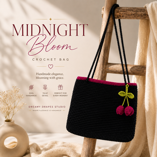 Midnight bloom Crochet Bag